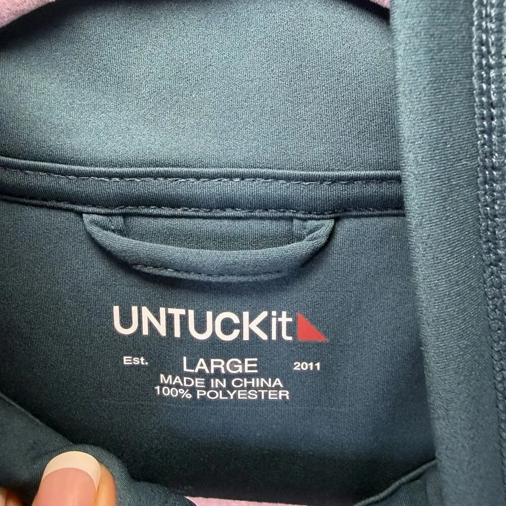 Men's UnTuckIt Kezoh Quarter Zip Fleece Pullover Men Size Large Teal Green